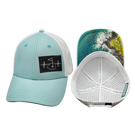 Golf Hat, Low Profile, Ponytail, Snapback Hat, Mint Green, White, Mens Hat, Womens Hat, Main Picture 