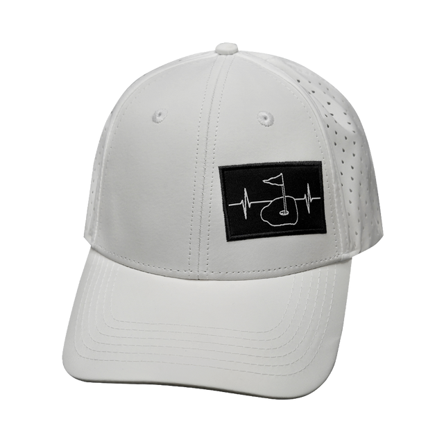 Golf Hat, Low Profile, Ponytail, Snapback Hat, White, Mens Hat, Womens Hat, Front Picture 