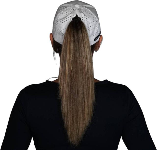 Golf Hat, Low Profile, Ponytail, Snapback Hat, White, Mens Hat, Womens Hat, Ponytail Hole Woman In Hat Picture 