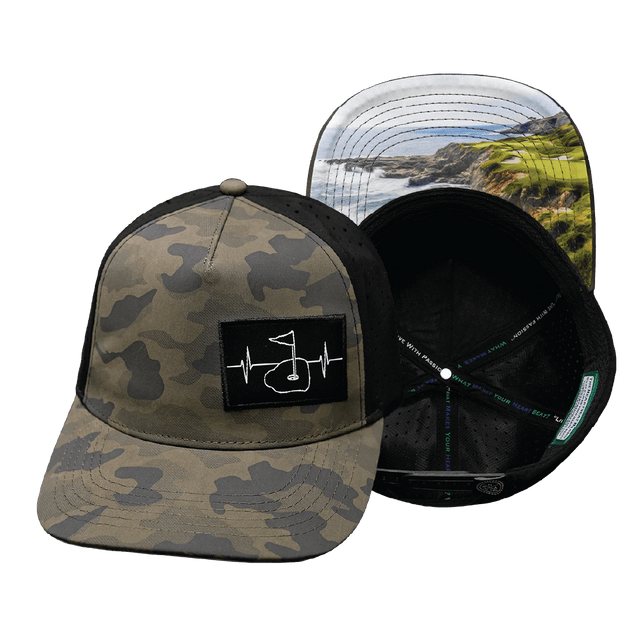 Golf Hat, Trucker Hat, Snapback Hat, Soft Charcoal Camo, Black, Mens Hat, Womens Hat, Main Picture