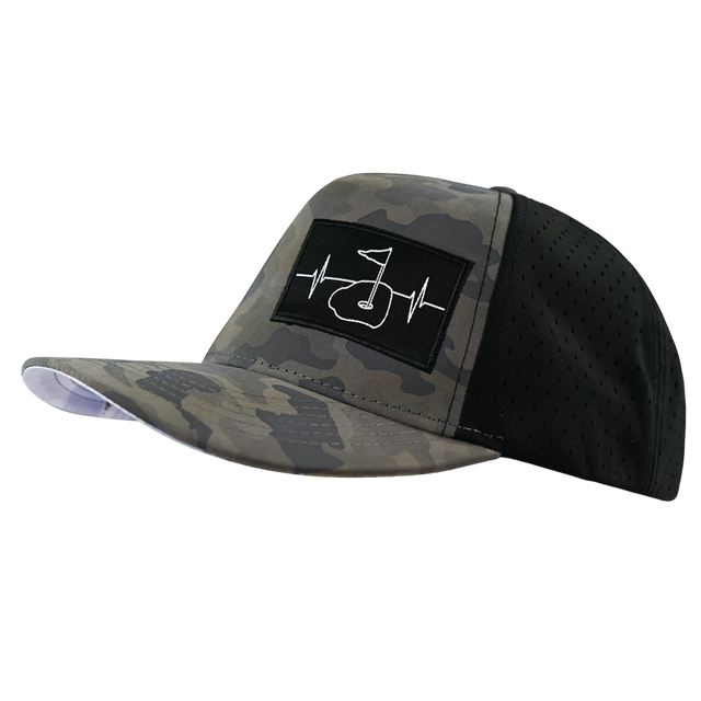 Golf Hat, Trucker Hat, Snapback Hat, Soft Charcoal Camo, Black, Mens Hat, Womens Hat, Side Picture