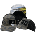Golf Hat - Trucker Hat - Soft Charcoal Camo / Black - Laser Mesh