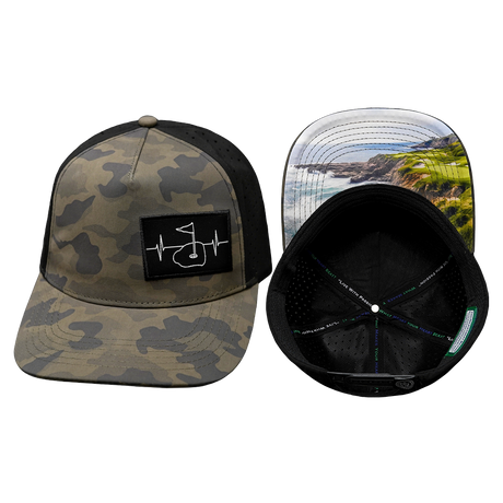 Golf Hat, Trucker Hat, Snapback Hat, Soft Charcoal Camo, Black, Mens Hat, Womens Hat, Main Picture