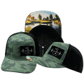 Golf Hat - Trucker Hat - Soft Teal Camo / Black - Laser Mesh