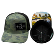 Golf Hat, Trucker Hat, Snapback Hat, Soft Teal Camo, Black, Mens Hat, Womens Hat, Main Picture