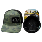 Golf Hat, Trucker Hat, Snapback Hat, Soft Teal Camo, Black, Mens Hat, Womens Hat, Main Picture