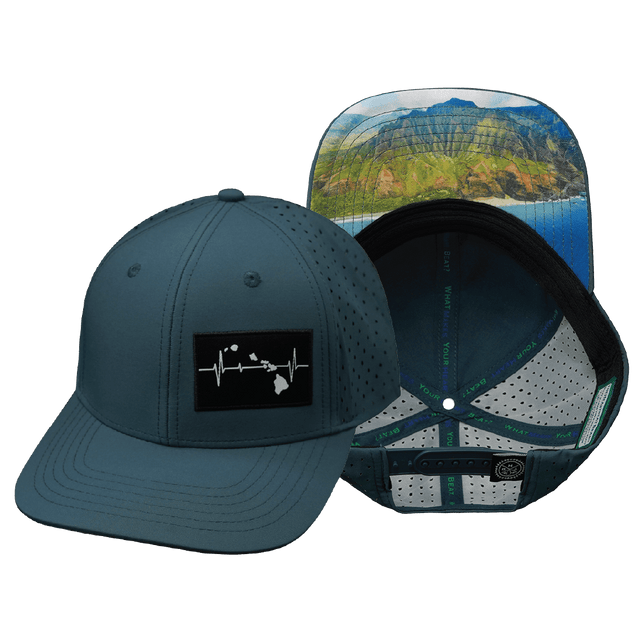 Hawaii Hat, Baseball Hat, Snapback Hat, Blue Charcoal, Mens Hat, Womens Hat, Main Picture