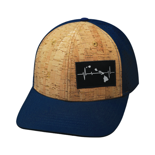 Hawaii Hat, Baseball Hat, Snapback Hat, Cork, Navy, Mens Hat, Womens Hat, Front Picture