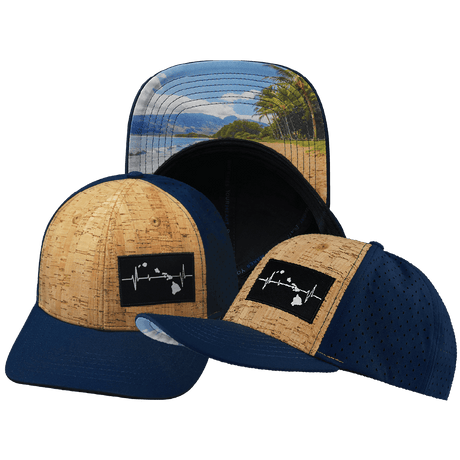 Hawaii Hat, Baseball Hat, Snapback Hat, Cork, Navy, Mens Hat, Womens Hat, Main Picture