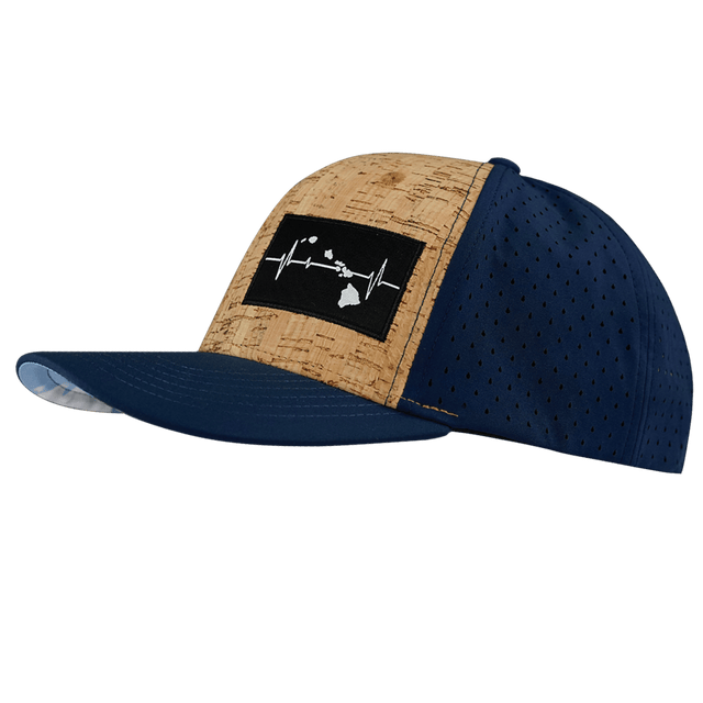 Hawaii Hat, Baseball Hat, Snapback Hat, Cork, Navy, Mens Hat, Womens Hat, Side Picture