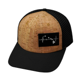 Hawaii Hat, Baseball Hat, Snapback Hat, Cork, Black, Mens Hat, Womens Hat, Front Picture