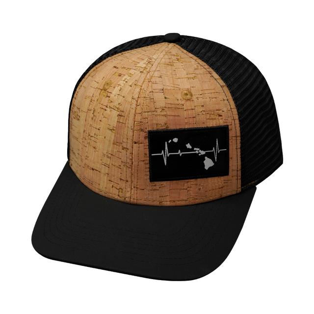 Hawaii Hat, Baseball Hat, Snapback Hat, Cork, Black, Mens Hat, Womens Hat, Front Picture