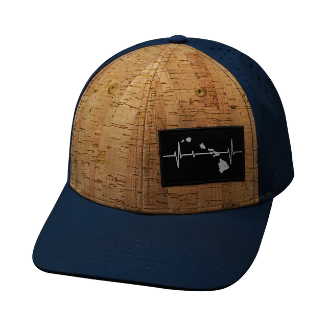 Hawaii Hat, Baseball Hat, Snapback Hat, Cork, Navy, Mens Hat, Womens Hat, Front Picture