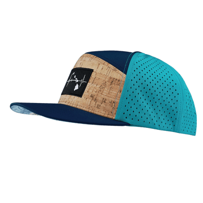 Hawaii Hat, Flat Bill, Snapback Hat, Coork, Navy, Teal, Mens Hat, Womens Hat, Side Picture 