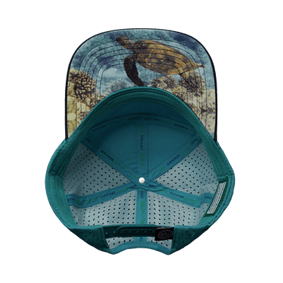 Hawaii Hat, Flat Bill, Snapback Hat, Coork, Navy, Teal, Mens Hat, Womens Hat, Underbill Picture 