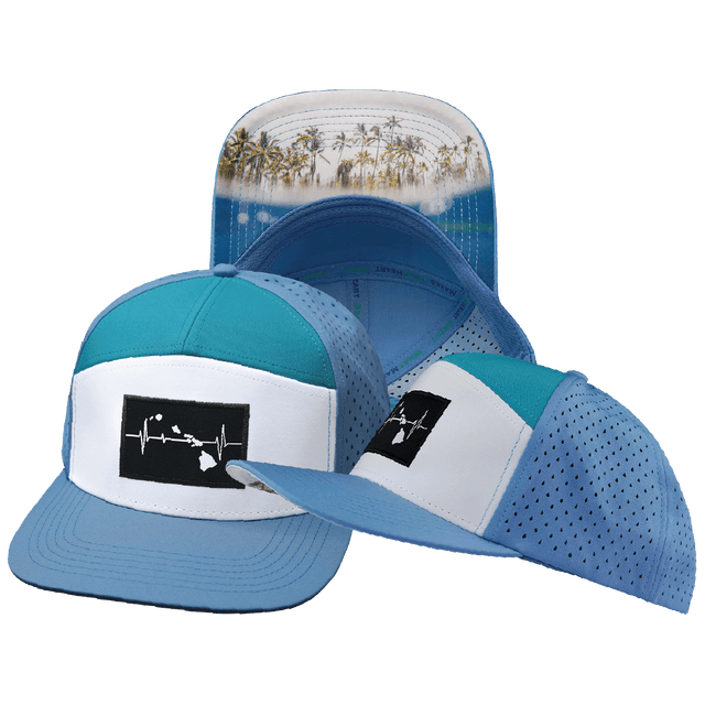 Hawaii Hat, Flat Bill, Snapback Hat, Light Blue, White, Turquoise, Mens Hat, Womens Hat, Main Picture 