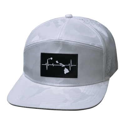 Hawaii Hat, Flat Bill, Snapback Hat, White Camo, Mens Hat, Womens Hat, Front Picture 