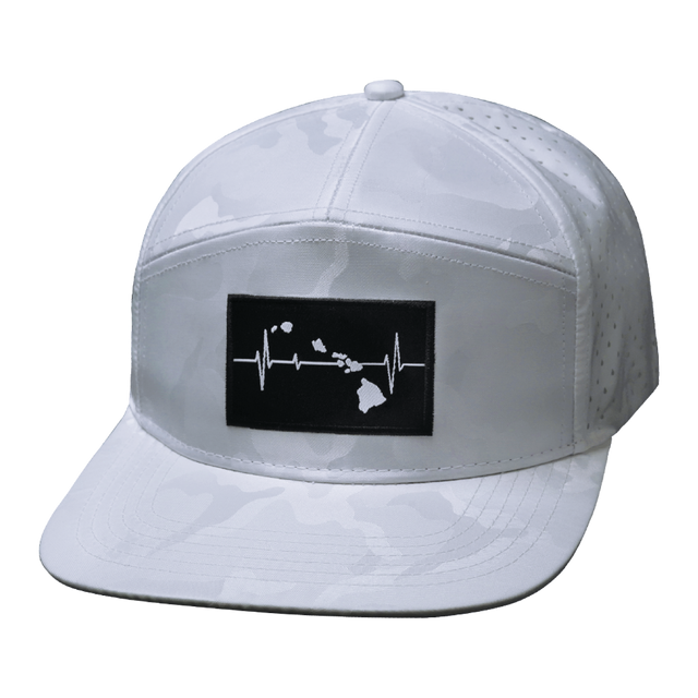 Hawaii Hat, Flat Bill, Snapback Hat, White Camo, Mens Hat, Womens Hat, Front Picture 