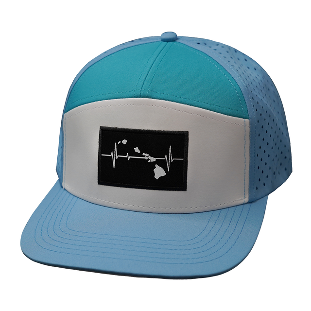 Hawaii Hat, Flat Bill, Snapback Hat, Light Blue, White, Turquoise, Mens Hat, Womens Hat, Front Picture 