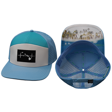 Hawaii Hat, Flat Bill, Snapback Hat, Light Blue, White, Turquoise, Mens Hat, Womens Hat, Main Picture 