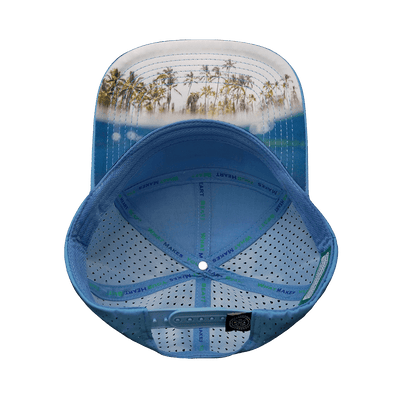 Hawaii Hat, Flat Bill, Snapback Hat, Light Blue, White, Turquoise, Mens Hat, Womens Hat, Underbill Picture 
