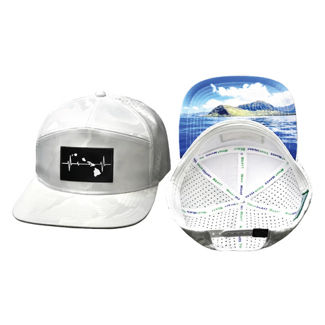 Hawaii Hat, Flat Bill, Snapback Hat, White Camo, Mens Hat, Womens Hat, Main Picture 