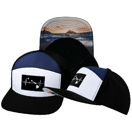 Hawaii Hat, Flat Bill, Snapback Hat, Black, White, Navy, Mens Hat, Womens Hat, Main Picture