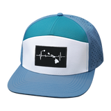 Hawaii Hat, Flat Bill, Snapback Hat, Light Blue, White, Turquoise, Mens Hat, Womens Hat, Ftont Picture 