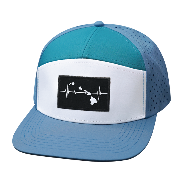 Hawaii Hat, Flat Bill, Snapback Hat, Light Blue, White, Turquoise, Mens Hat, Womens Hat, Ftont Picture 