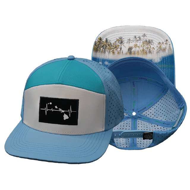Hawaii Hat, Flat Bill, Snapback Hat, Light Blue, White, Turquoise, Mens Hat, Womens Hat, Main Picture 