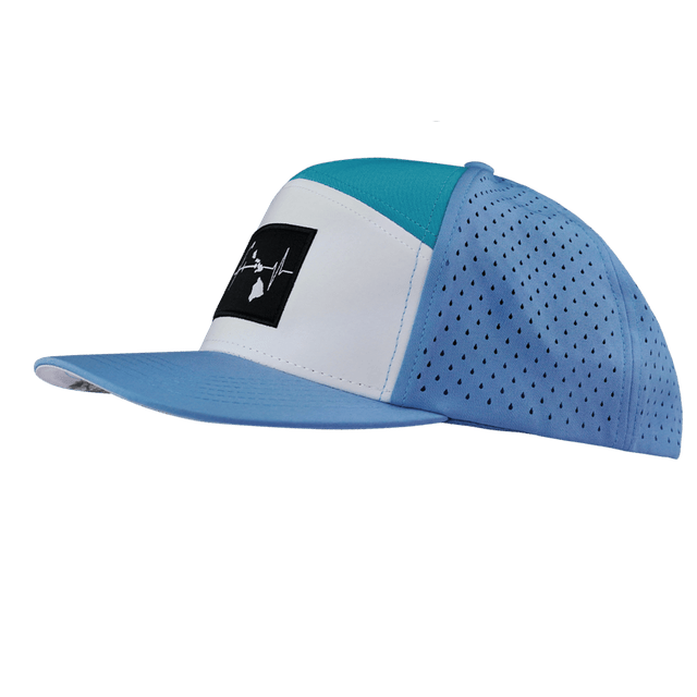 Hawaii Hat, Flat Bill, Snapback Hat, Light Blue, White, Turquoise, Mens Hat, Womens Hat, Side Picture 