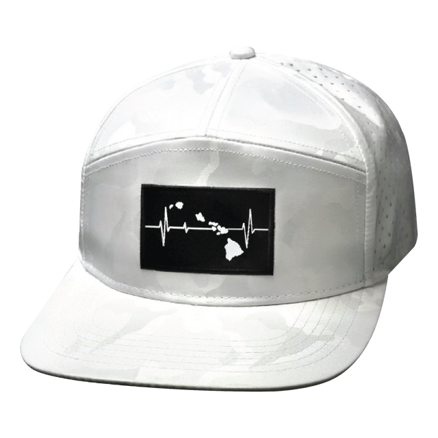 Hawaii Hat, Flat Bill, Snapback Hat, White Camo, Mens Hat, Womens Hat, Front Picture 