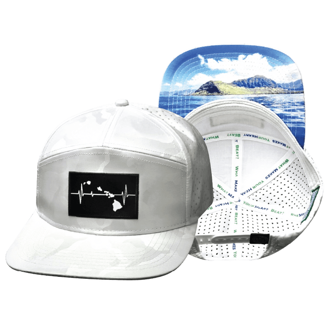 Hawaii Hat, Flat Bill, Snapback Hat, White Camo, Mens Hat, Womens Hat, Main Picture 