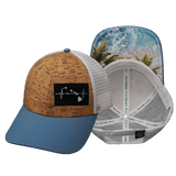 Hawaii Hat, Low Profile, Snapback Hat, Cork, Sea Blue, White, Mens Hat, Womens Hat, Main Picture 