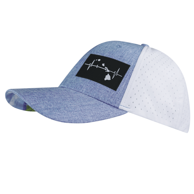 Hawaii Hat, Low Profile, Ponytail, Snapback Hat, Light Blue, White, Mens Hat, Womens Hat, Side Picture 