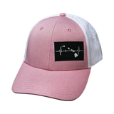 Hawaii Hat, Low Profile, Ponytail, Snapback Hat, Pink, White, Mens Hat, Womens Hat, Front Picture 