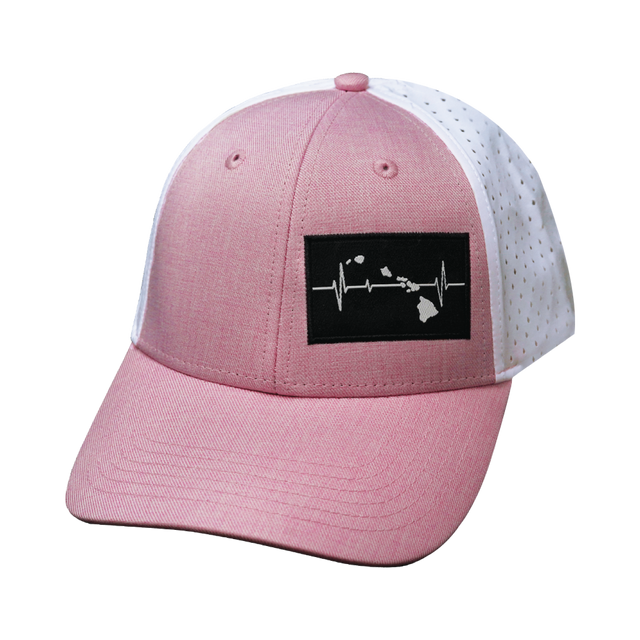 Hawaii Hat, Low Profile, Ponytail, Snapback Hat, Pink, White, Mens Hat, Womens Hat, Front Picture 