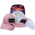 Hawaii Hat - Low Profile - Ponytail - Pink / White - Laser Mesh