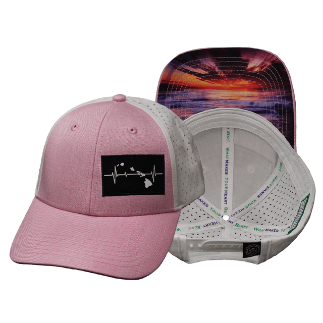 Hawaii Hat, Low Profile, Ponytail, Snapback Hat, Pink, White, Mens Hat, Womens Hat, Main Picture 