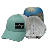 Hawaii Hat, Low Profile, Ponytail, Snapback Hat, Teal, White, Mens Hat, Womens Hat, Main Picture 