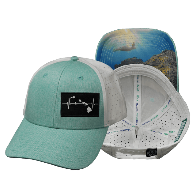 Hawaii Hat, Low Profile, Ponytail, Snapback Hat, Teal, White, Mens Hat, Womens Hat, Main Picture 
