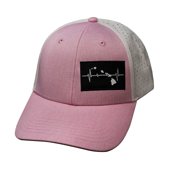 Hawaii Hat, Low Profile, Ponytail, Snapback Hat, Pink, White, Mens Hat, Womens Hat, Front Picture 