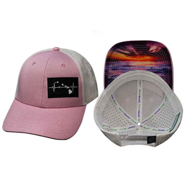 Hawaii Hat, Low Profile, Ponytail, Snapback Hat, Pink, White, Mens Hat, Womens Hat, Main Picture 