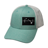 Hawaii Hat, Low Profile, Ponytail, Snapback Hat, Teal, White, Mens Hat, Womens Hat, Front Picture 