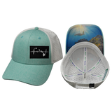 Hawaii Hat, Low Profile, Ponytail, Snapback Hat, Teal, White, Mens Hat, Womens Hat, Main Picture 