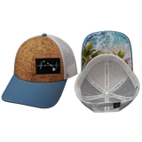 Hawaii Hat, Low Profile, Snapback Hat, Cork, Sea Blue, White, Mens Hat, Womens Hat, Main Picture 