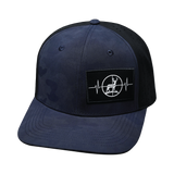 Hunting Hat, Baseball Hat, Snapback Hat, Soft Blue Camo, Black, Mens Hat, Womens Hat, Front Picture 