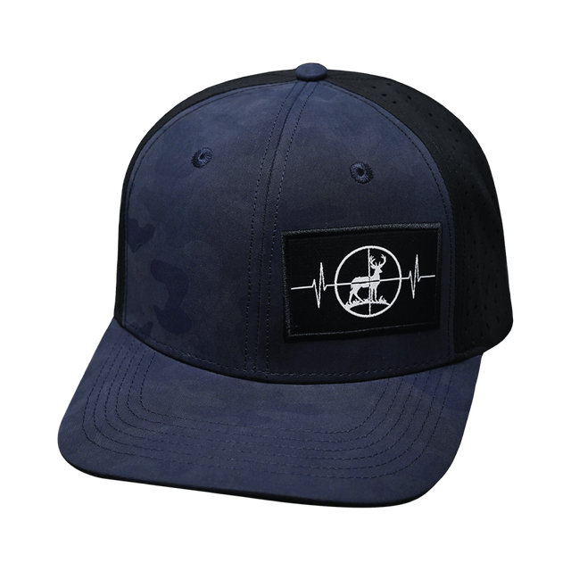Hunting Hat, Baseball Hat, Snapback Hat, Soft Blue Camo, Black, Mens Hat, Womens Hat, Front Picture 