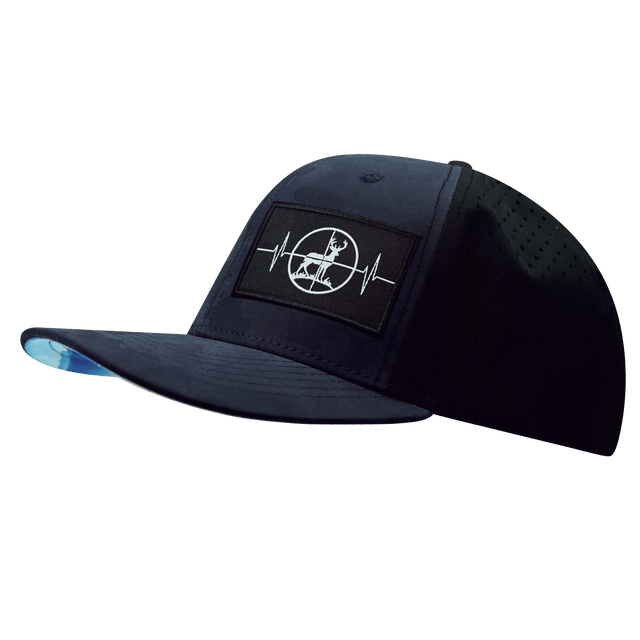 Hunting Hat, Baseball Hat, Snapback Hat, Soft Blue Camo, Black, Mens Hat, Womens Hat, Side Picture 