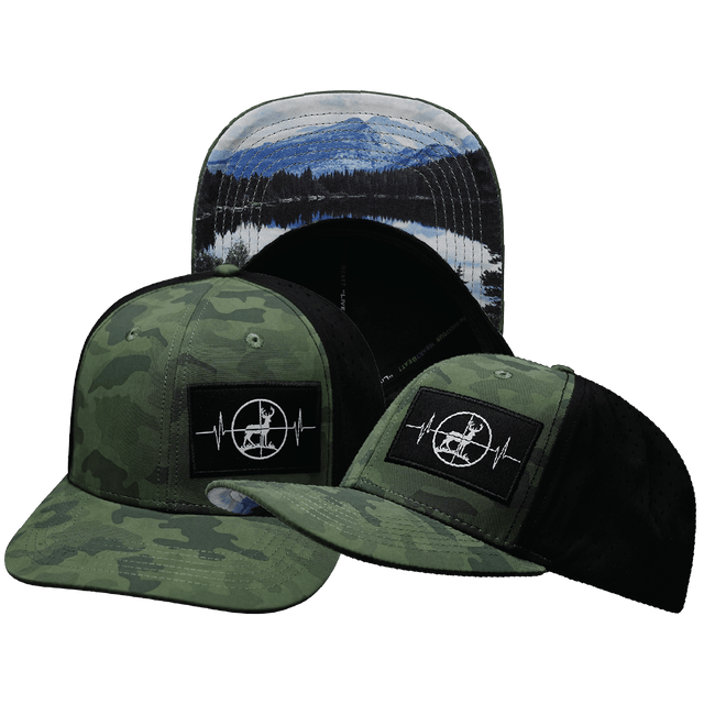 Hunting Hat, Baseball Hat, Snapback Hat, Soft Teal Camo, Black Mens Hat, Womens Hat, Main Picture 